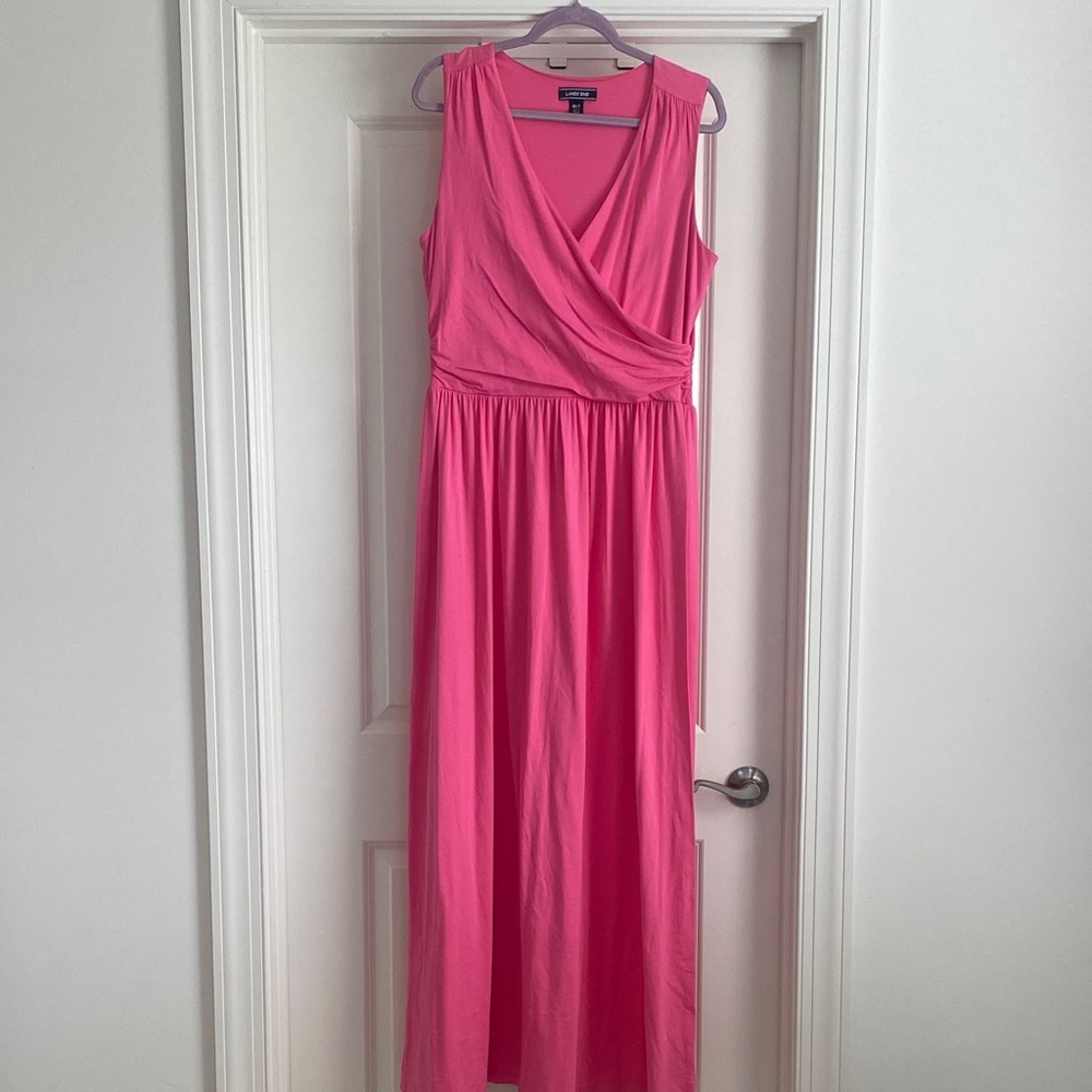 Medium Tall Lands' End Bright Pink Sleeveless Maxi Dress